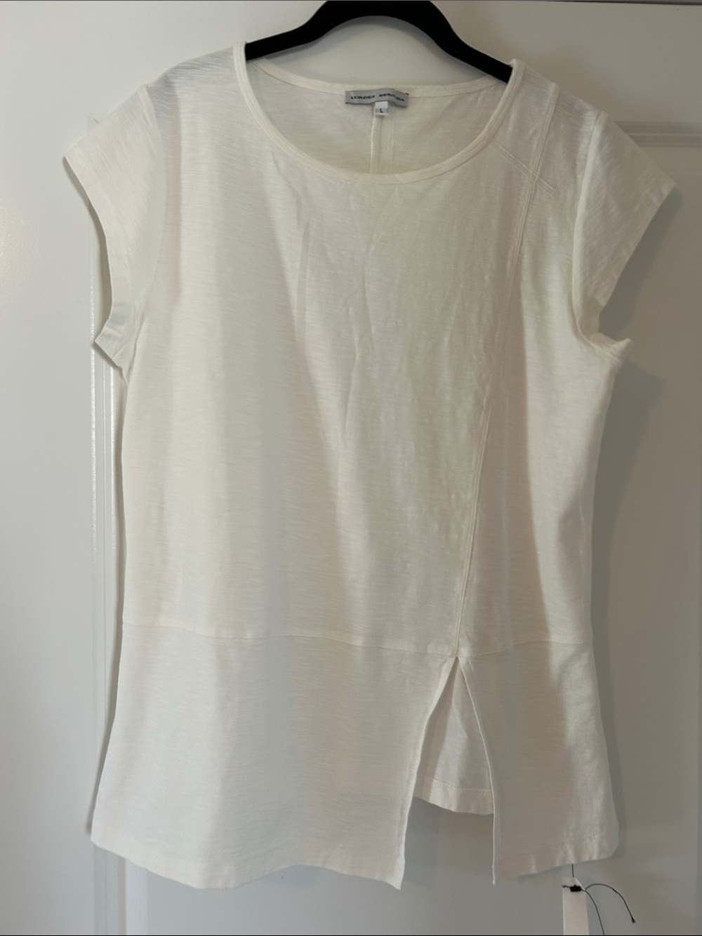 Lurdes Bergada white Short-Sleeve Split-Hem Top